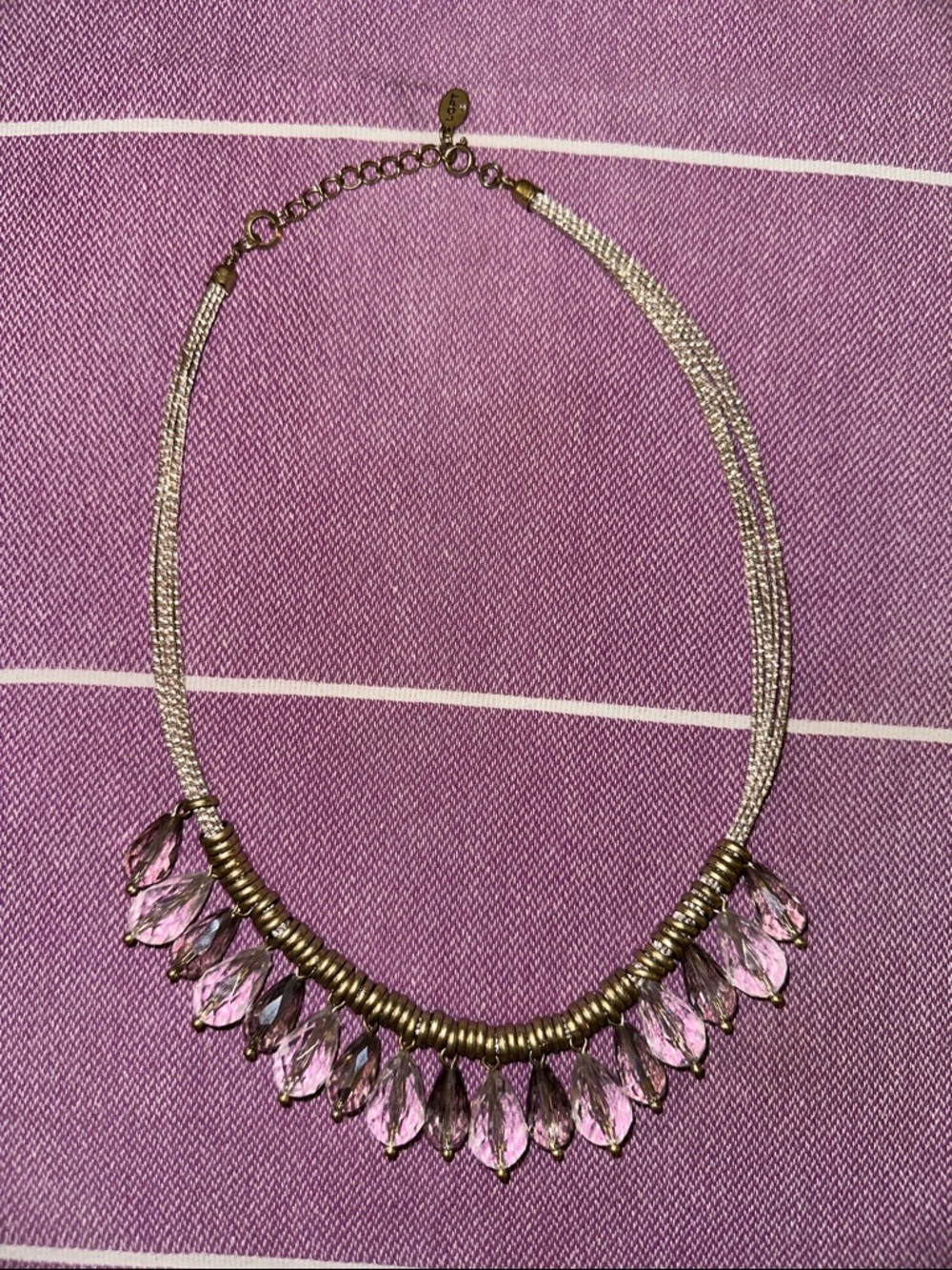LOFT Silver-tone Teardrop Pendant Necklace with Clear Stones